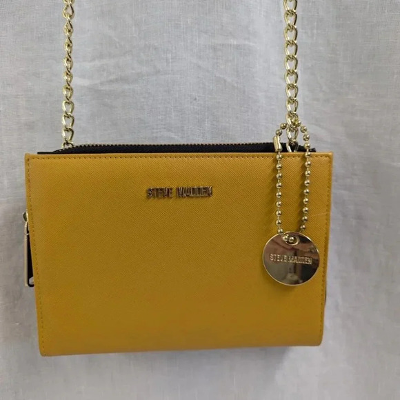 Steve Madden Mustard yellow wallet purse crossbody, zip and snap closure, S5 - Picture 3 of 9
